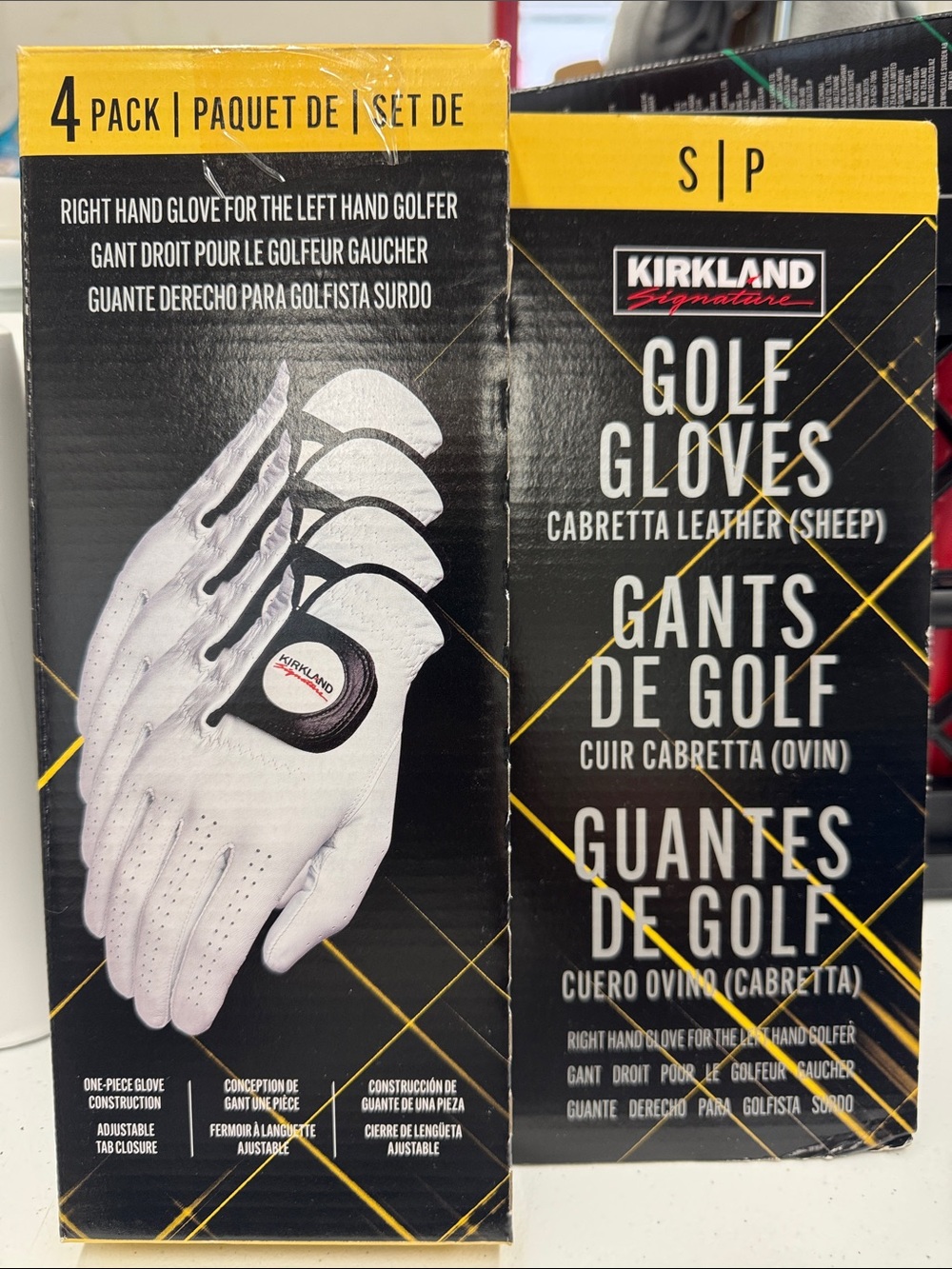 Kirkland Signature White Golf Gloves 4-Pack with Black Trim